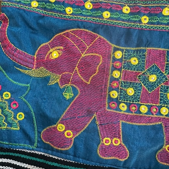 Africa Imports Colorful Royal Elephant Embroidered Tote Bag - Picture 9 of 10